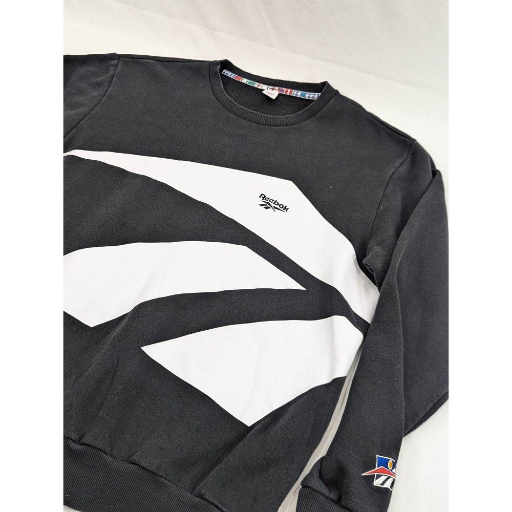 Reebok Classics International Crewneck Sweatshirt Men's Large Black White EUC